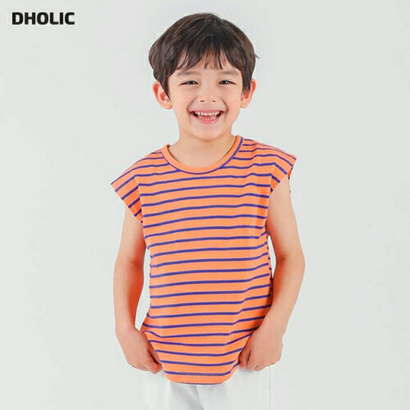 ボーダースリーブレス・p001850 キッズ【3~8才】【tops】【トップス スリーブレス ノースリーブ ボーダー ショートスリーブ カジュアル ラフ 女の子 男の子 子供 こども 子供服 こども服】【KIDS】
