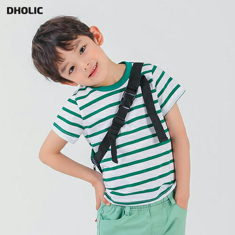 コットンボーダーTシャツ・p001835 キッズ【3~8才】【tops】【トップス Tシャツ 半袖 ボーダー コットン 綿 カジュアル ラフ 女の子 男の子 子供 こども 子供服 こども服】【KIDS】
