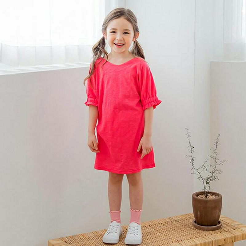 バックリボンワンピース・p001629 キッズ【3~8才】【ops】【ワンピース ミディ丈 ミディワンピース 半袖 ハーフスリー