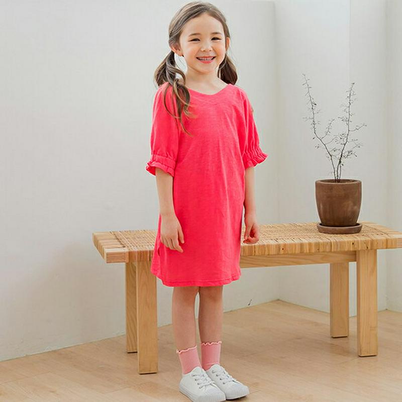 バックリボンワンピース・p001629 キッズ【3~8才】【ops】【ワンピース ミディ丈 ミディワンピース 半袖 ハーフスリー