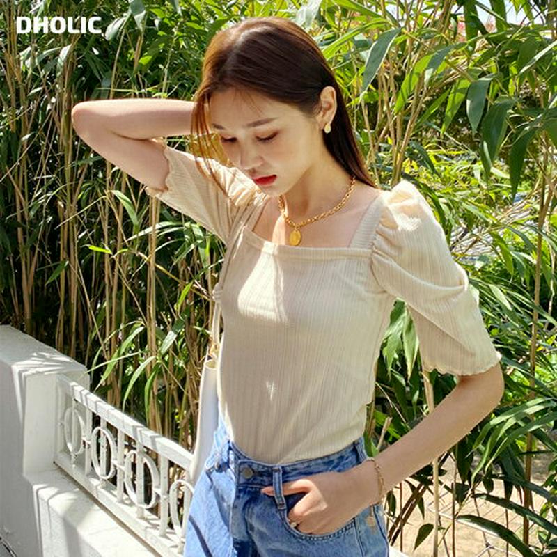 スクエアバックリボンTシャツ・全3色・t55535 レディース 【tops】【トップス Tシャツ 半袖 スクエア スクエアネック