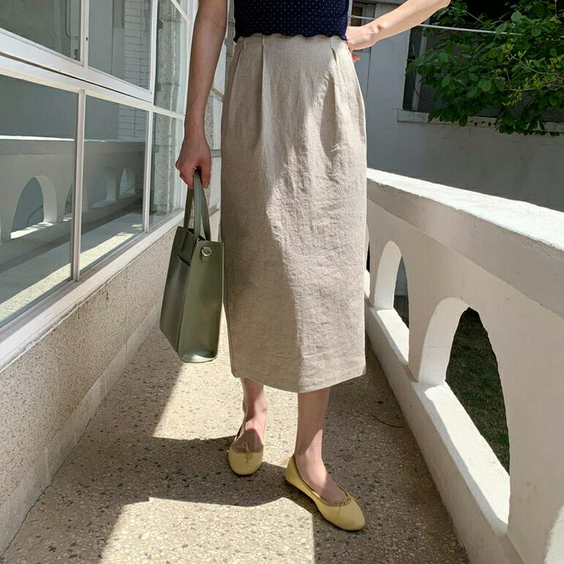 タックHラインスカート・全3色・b55598 レディース 【sk】【スカート ロング ロングスカート Hライン タック リネン 