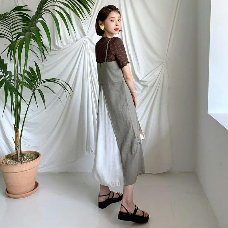 バック配色ワンピース・全2色・t55563 レディース 【ops】【ワンピース ロング ロングワンピース スリーブレス ノースリ