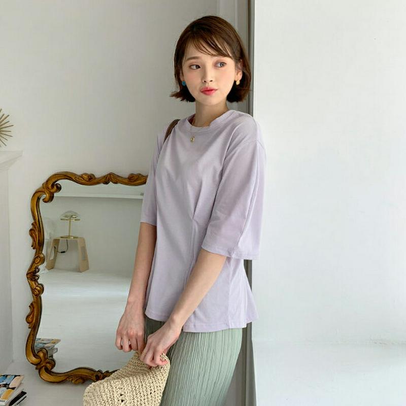 ウエストタックTシャツ・全3色・t55527 レディース 【tops】【トップス Tシャツ 半袖 ハーフスリーブ タック ウエス