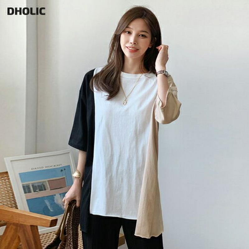 カラーコントラストTシャツ・全3色・b62112 レディース【tops】【トップス Tシャツ 七分丈 七分袖 7分袖 7分丈 コ