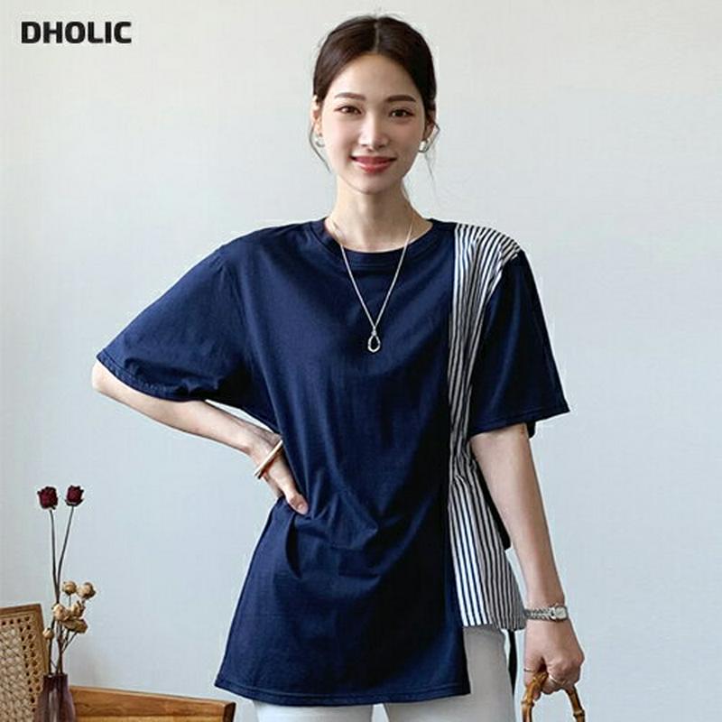 サイドストライプドロストTシャツ・全2色・b62113 レディース【tops】【トップス Tシャツ 半袖 ハーフスリーブ ストラ