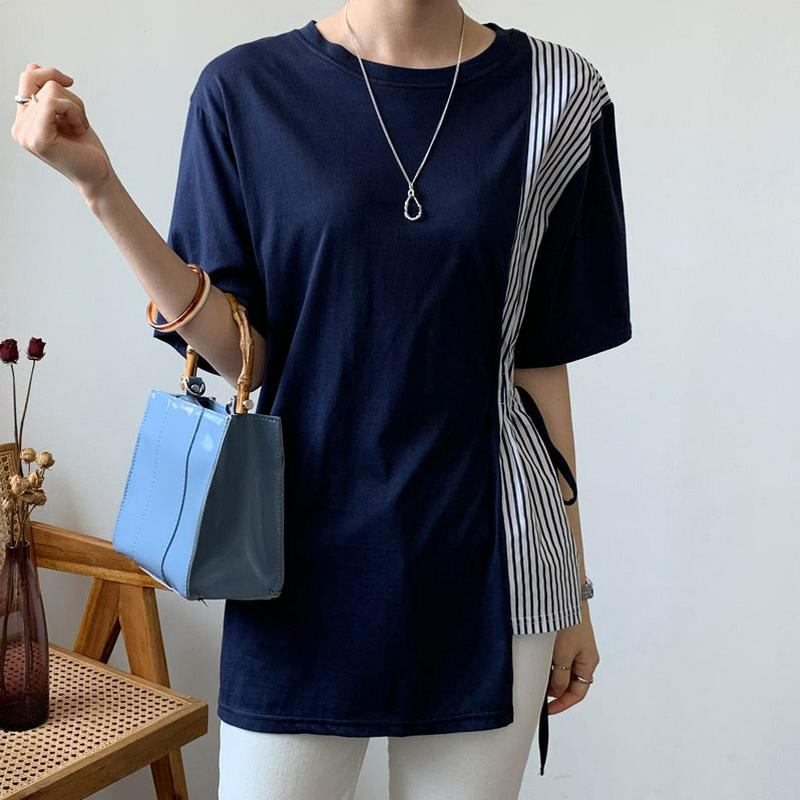 サイドストライプドロストTシャツ・全2色・b62113 レディース【tops】【トップス Tシャツ 半袖 ハーフスリーブ ストラ