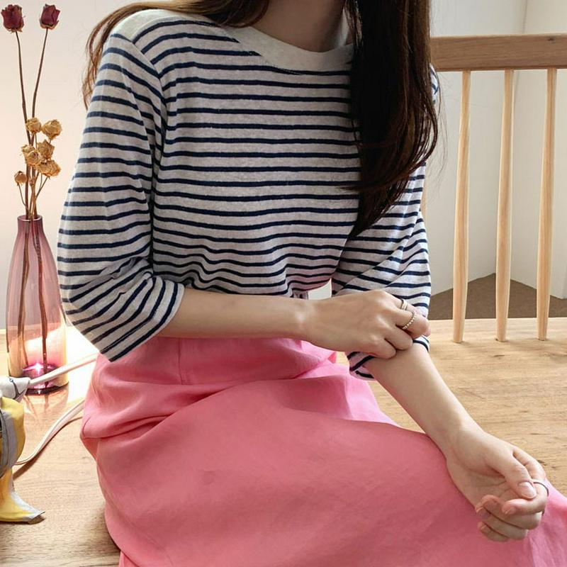 ボートネックボーダーTシャツ・全3色・t62111 レディース【tops】【トップス Tシャツ 七分丈 七分袖 7分丈 7分袖 