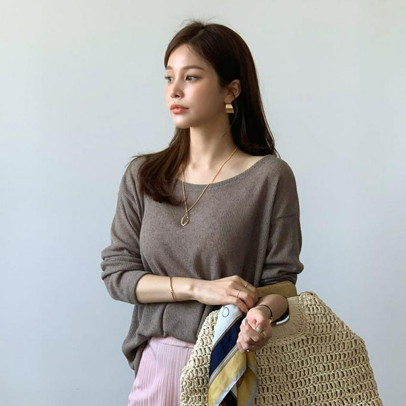 シアーTシャツ・全3色・b62114 レディース【tops】【トップス ニット ニットトップス シアー Tシャツ 長袖 単色 無