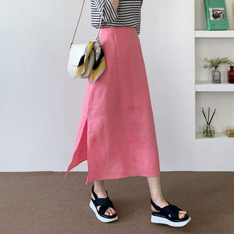 リネンスリットフレアスカート・全3色・b62135 レディース【sk】【スカート ロング ロングスカート フレア フレアスカート