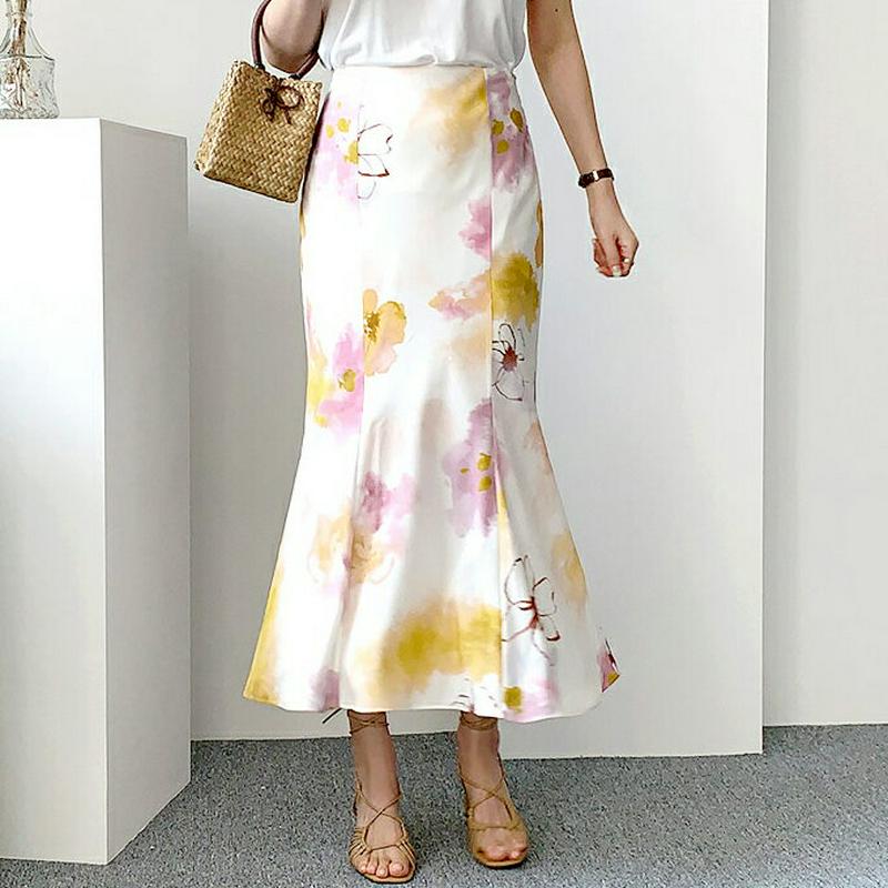 フラワープリントスカート・全2色・t62136 レディース【sk】【スカート ロングスカート ロング 花柄 フラワー マーメイド