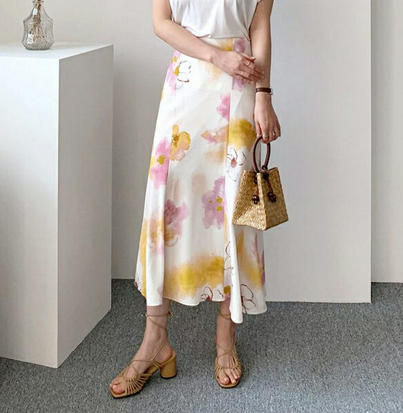 フラワープリントスカート・全2色・t62136 レディース【sk】【スカート ロングスカート ロング 花柄 フラワー マーメイド