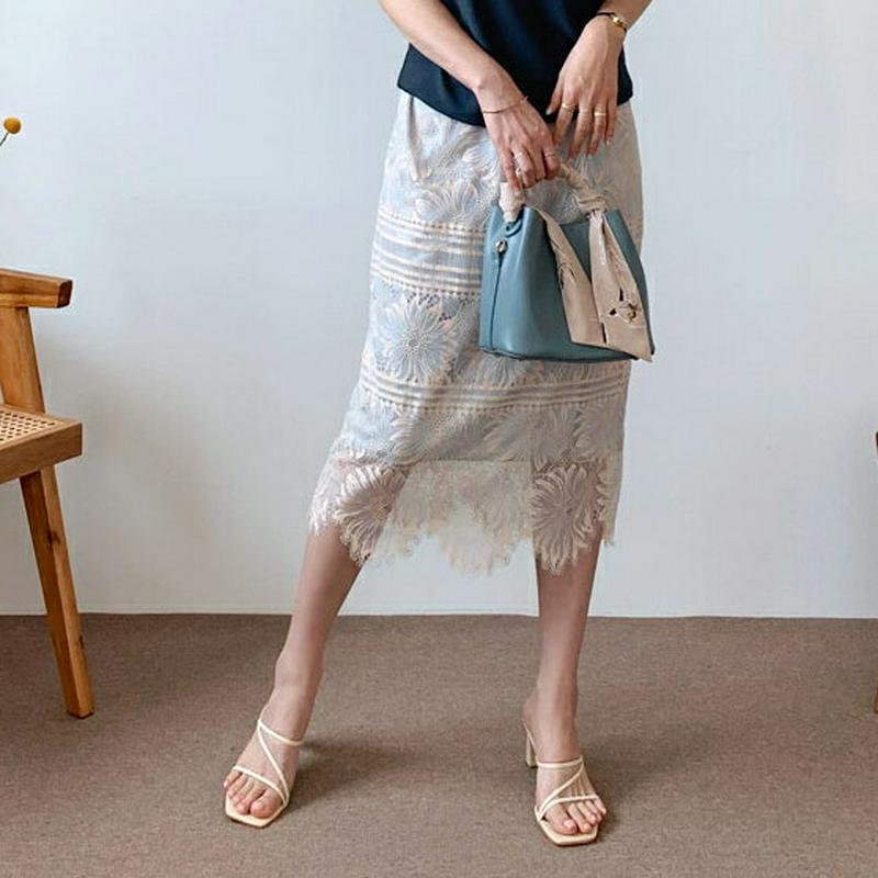 レーススカート・全2色・b62134 レディース【sk】【スカート ミディ丈 ミディスカート レース 総レース 上品 フェミニン