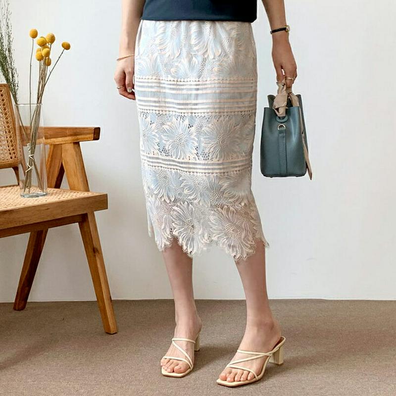 レーススカート・全2色・b62134 レディース【sk】【スカート ミディ丈 ミディスカート レース 総レース 上品 フェミニン