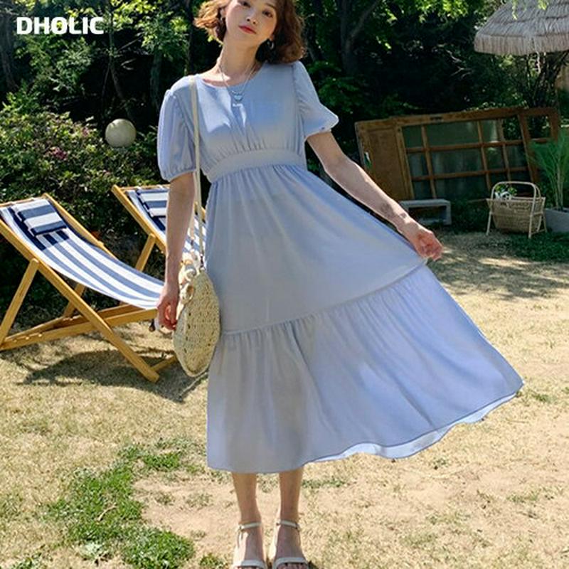 リボンパフワンピース・全3色・t59258 レディース 【ops】【ワンピース ロング ロングワンピース 半袖 リボン りぼん 