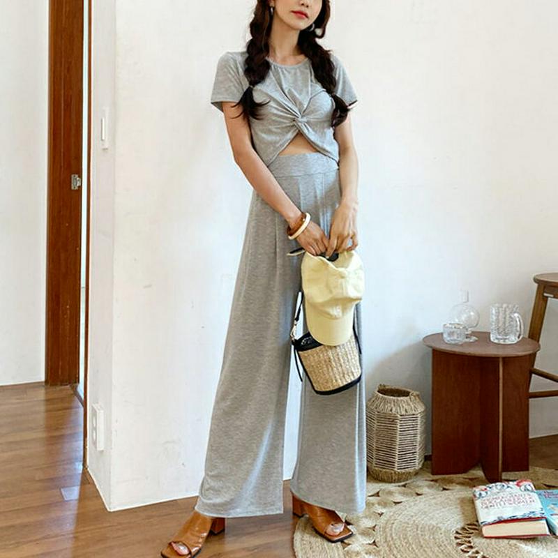 ツイストTシャツ&パンツSET・全2色・t59260 レディース 【pt】【セットアップ トップス Tシャツ 半袖 ツイスト パ