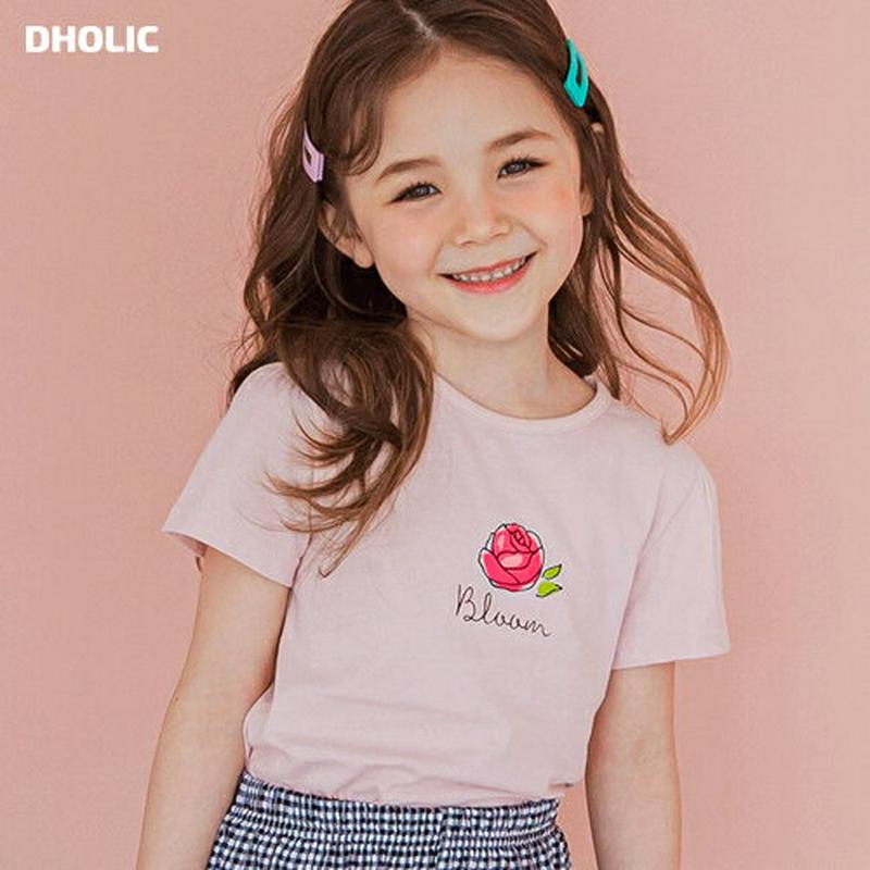 ローズプリントTシャツ・p001635 キッズ【3~8才】【tops】【トップス Tシャツ 半袖 ローズ バラ ばら 薔薇 女の