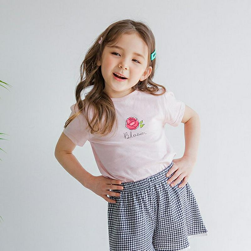 ローズプリントTシャツ・p001635 キッズ【3~8才】【tops】【トップス Tシャツ 半袖 ローズ バラ ばら 薔薇 女の