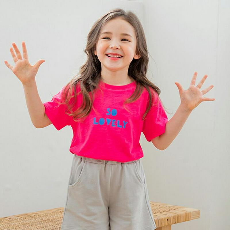 So lovely半袖Tシャツ(ピンク)・p001633 キッズ【3~8才】【tops】【トップス Tシャツ 半袖 ハーフスリー