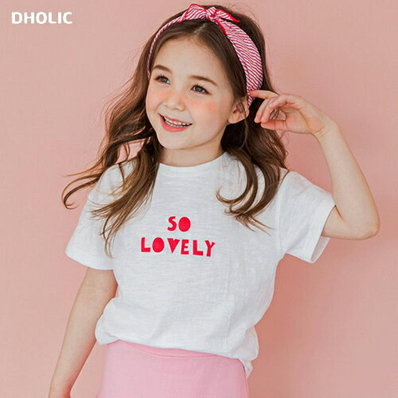 So lovely半袖Tシャツ(ホワイト)・p001632 キッズ【3~8才】【tops】【トップス Tシャツ 半袖 ハーフスリ