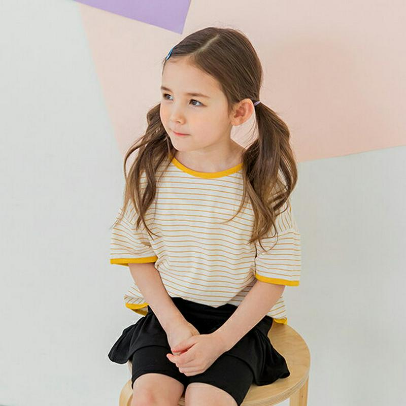 ラウンドネックボーダーTシャツ・p001631 キッズ【3~8才】【tops】【トップス Tシャツ 半袖 ハーフリーブ ボーダー