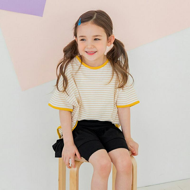 ラウンドネックボーダーTシャツ・p001631 キッズ【3~8才】【tops】【トップス Tシャツ 半袖 ハーフリーブ ボーダー