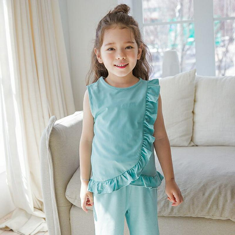 フリルディテールタンクトップSET・p001636 キッズ【3~8才】【tops】【セットアップ トップス スリーブレス ノース