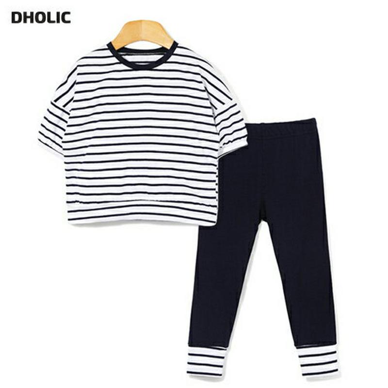 ボーダーポイントTシャツ&パンツSET・p001680 キッズ【3~8才】【uw】【パジャマ 部屋着 ルームウェア 上下 セット トップス Tシャツ 半袖 ハーフスリーブ 長ズボン ロングパンツ ズボン パンツ ボーダー 柄 子供 こども 子供服 こども服】【KIDS】