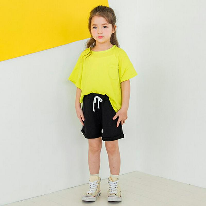 ポケットボクシーTシャツSET(ライム)・p001637 キッズ【3~8才】【tops】【トップス Tシャツ 半袖 ハーフスリー