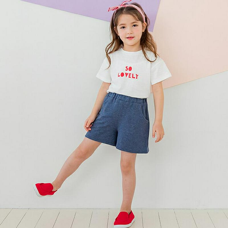 コットンショートパンツ(ブルー)・p001727 キッズ【3~8才】【pt】【パンツ ショートパンツ 半ズボン ズボン ボトムス