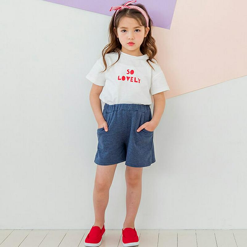 コットンショートパンツ(ブルー)・p001727 キッズ【3~8才】【pt】【パンツ ショートパンツ 半ズボン ズボン ボトムス