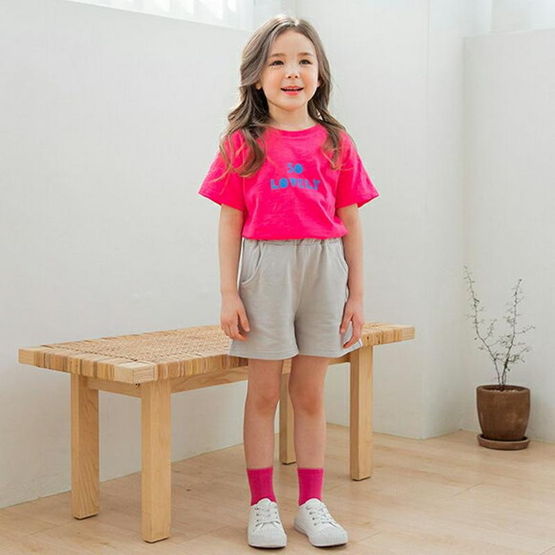 コットンショートパンツ(グレー)・p001726 キッズ【3~8才】【pt】【パンツ ショートパンツ 半ズボン ズボン ボトムス