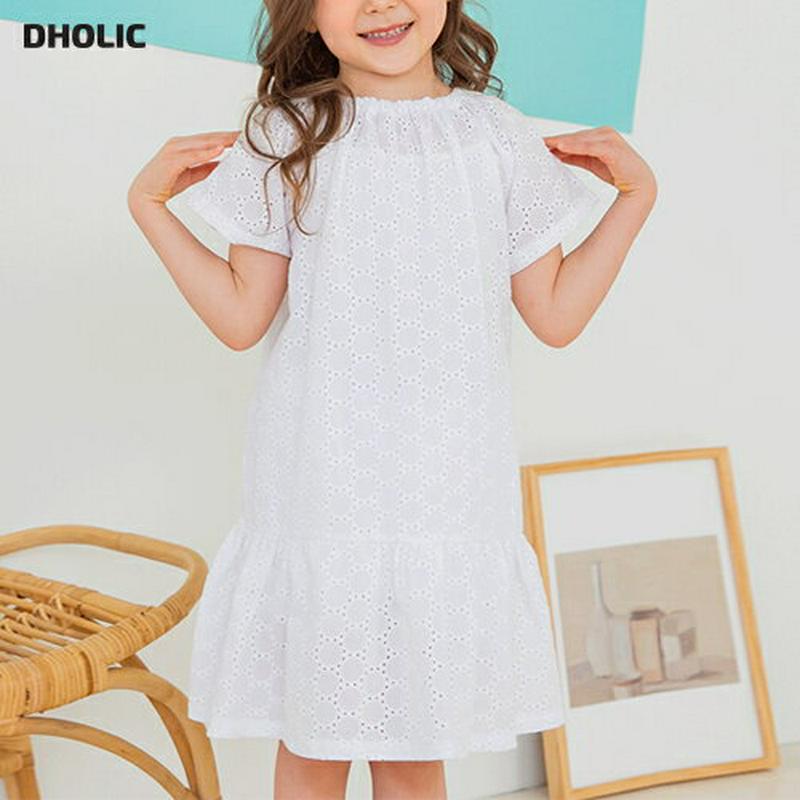 ギャザーネックパンチングワンピース・p001733 キッズ【3~8才】【ops】【ワンピース ミディ丈 ミディワンピース レース