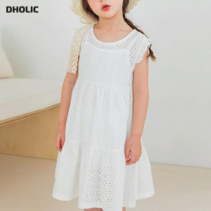 パンチングワンピース(ホワイト)・p001740 キッズ【3~8才】【ops】【ワンピース スリーブレス ノースリーブ レース 