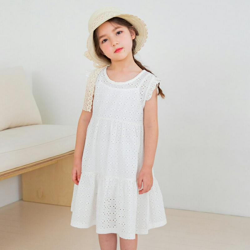 パンチングワンピース(ホワイト)・p001740 キッズ【3~8才】【ops】【ワンピース スリーブレス ノースリーブ レース 
