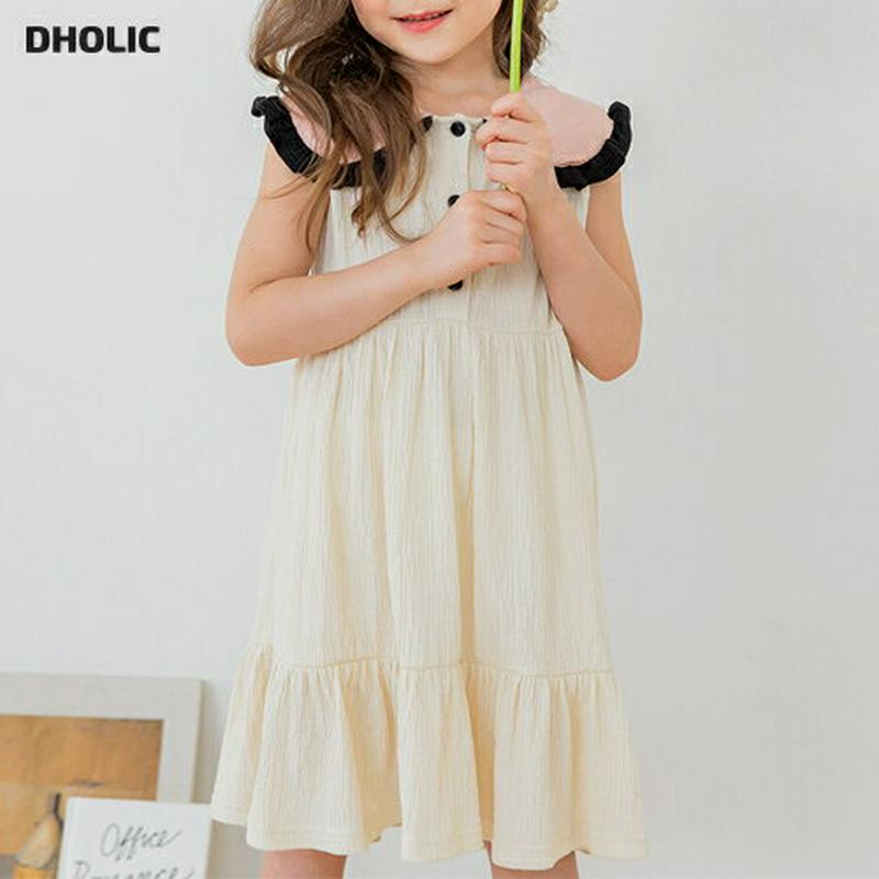 フリルヘムカラーワンピース(アイボリー)・p001734 キッズ【3~8才】【ops】【ワンピース スリーブレス ノースリーブ 