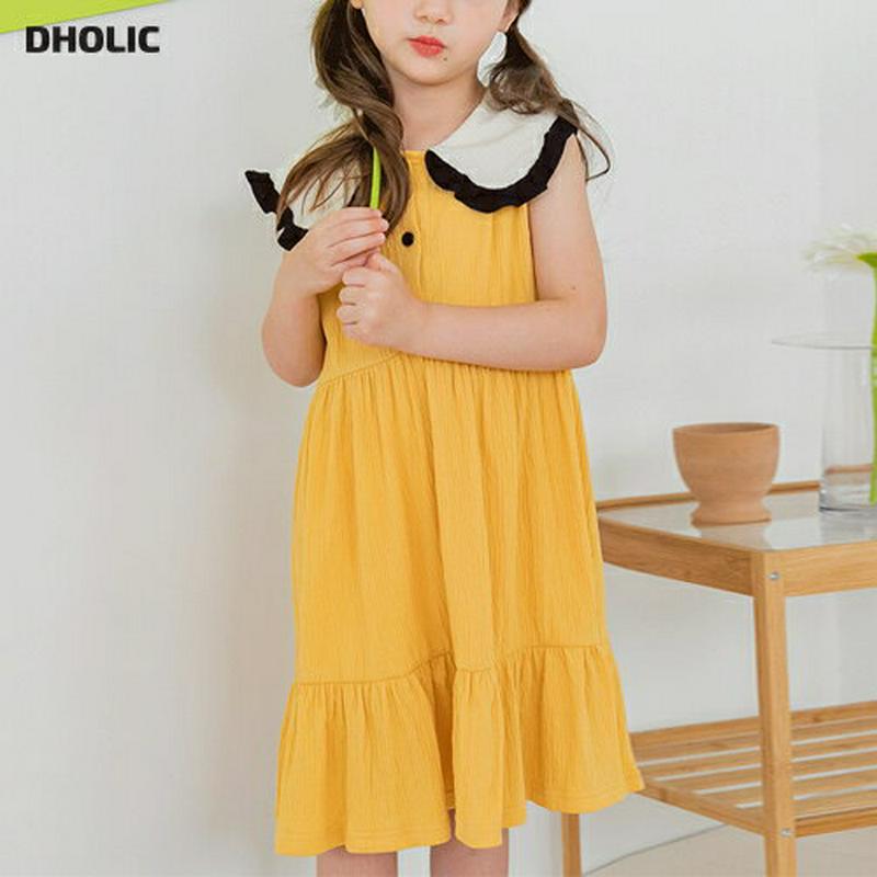 フリルヘムカラーワンピース(イエロー)・p001735 キッズ【3~8才】【ops】【ワンピース スリーブレス ノースリーブ フ