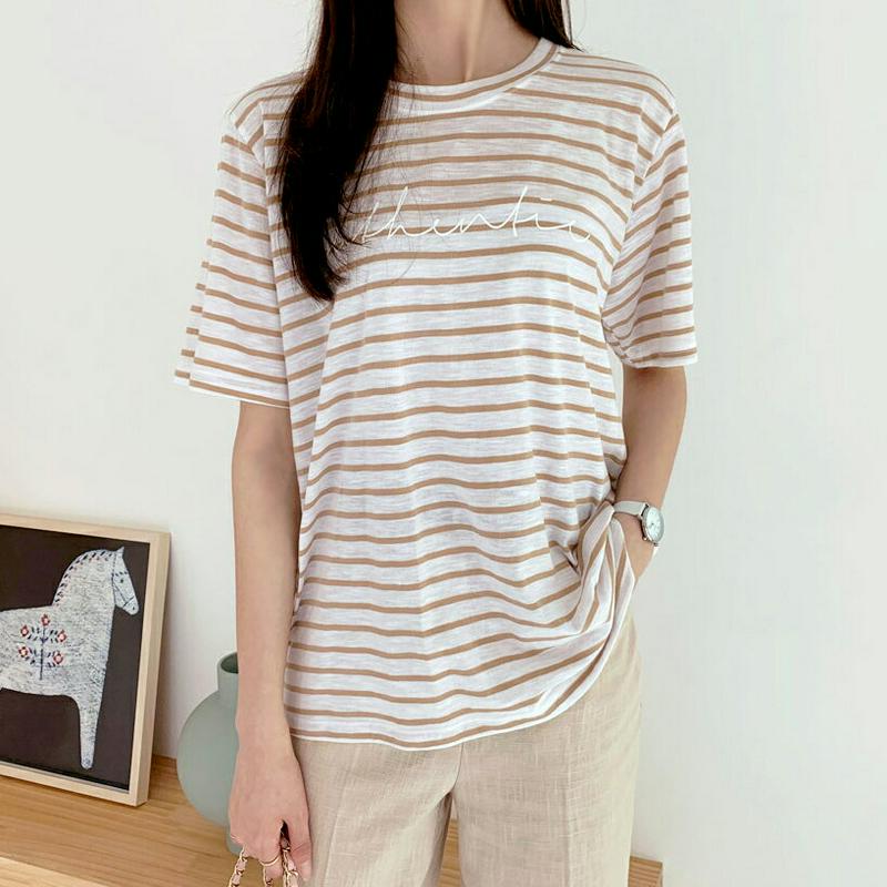 レタリングボーダーTシャツ・全4色・b55976 レディース 【tops】【トップス Tシャツ 半袖 ハーフスリーブ ボーダー 