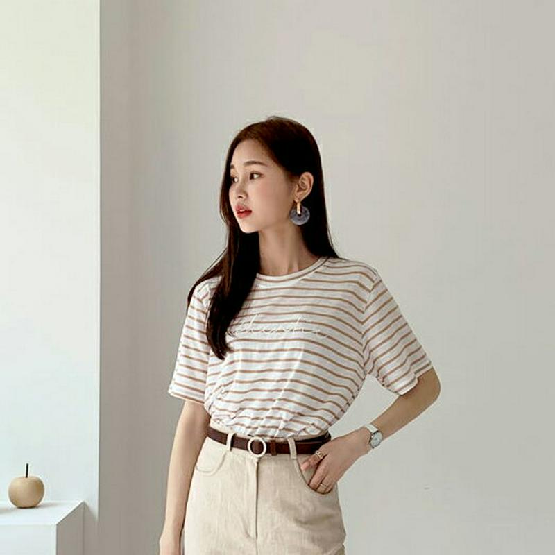 レタリングボーダーTシャツ・全4色・b55976 レディース 【tops】【トップス Tシャツ 半袖 ハーフスリーブ ボーダー 