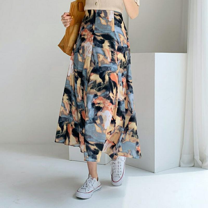プリントフレアスカート・全2色・t56038 レディース 【sk】【スカート ロング ロングスカート 総柄 フレア フレアスカー
