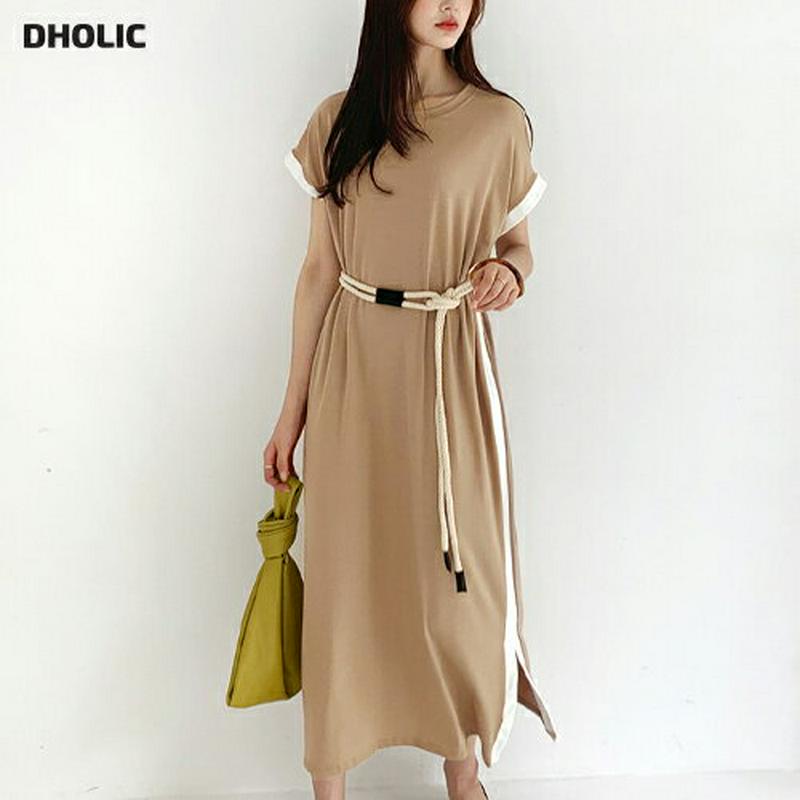 配色ラインワンピース・全3色・b55989 レディース 【ops】【ワンピース ロング ロングワンピース 半袖 ショートスリーブ