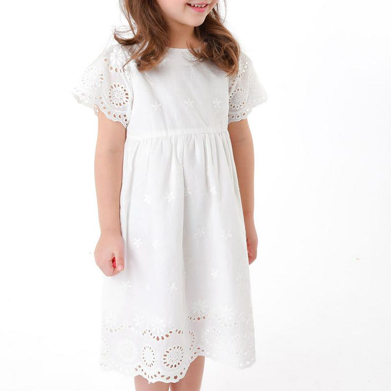 パンチングレースワンピース・p001673 キッズ【3~8才】【ops】【ワンピース ロング ロングワンピース 半袖 パンチング パンチングレース 可愛い かわいい ガーリー 女の子 子供 こども 子供服 こども服】【KIDS】