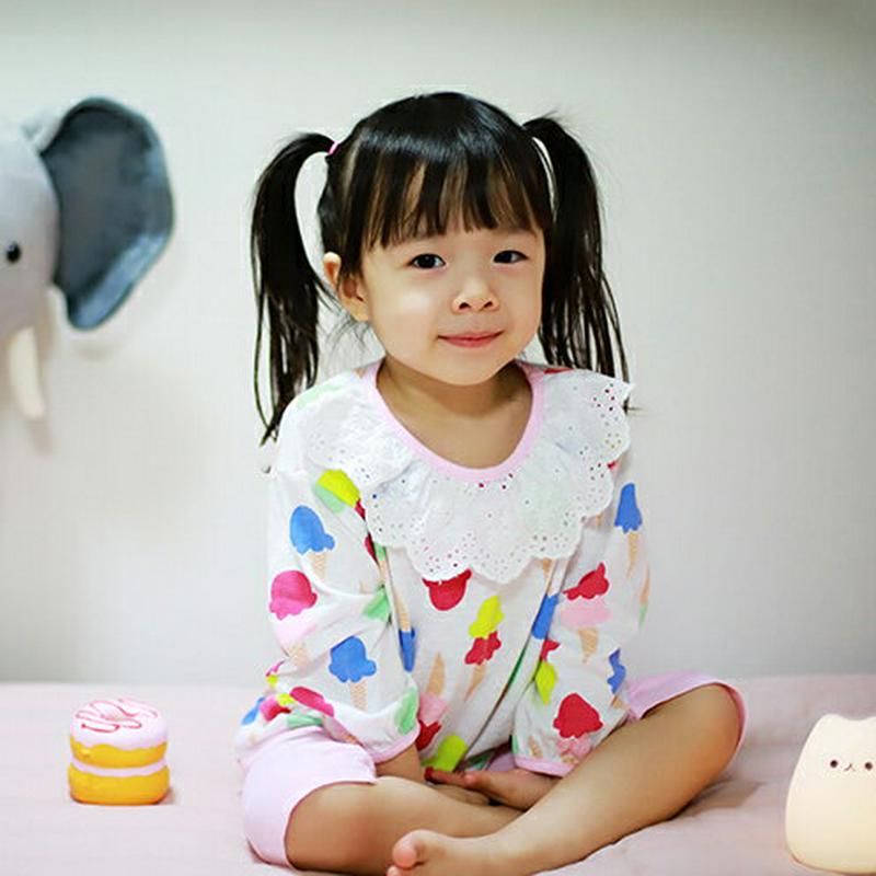レースアイスクリームTシャツ&パンツSET・p001677 キッズ【3~8才】【uw】【パジャマ 部屋着 ルームウェア トップス Tシャツ 長袖 アイス アイスクリーム パンツ ズボン 七分丈 7分丈 レース 子供 こども 子供服 こども服】【KIDS】