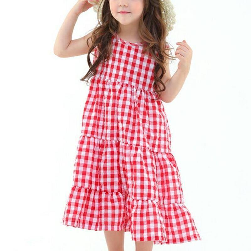 チェックティアードロングワンピース・p001691 キッズ【3~8才】【ops】【ワンピース ロングワンピース ロング チェック柄 チェック ギンガムチェック スリーブレス ノースリーブ ガーリー 女の子 子供 こども 子供服 こども服】【KIDS】