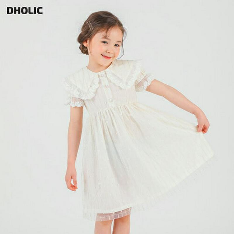 レースポイントストライプワンピース・p001746 キッズ【3~8才】【ops】【ワンピース ミディ丈 ミディワンピース 半袖 レース フリル ストライプ 柄 可愛い かわいい ガーリー 女の子 子供 こども 子供服 こども服】【KIDS】