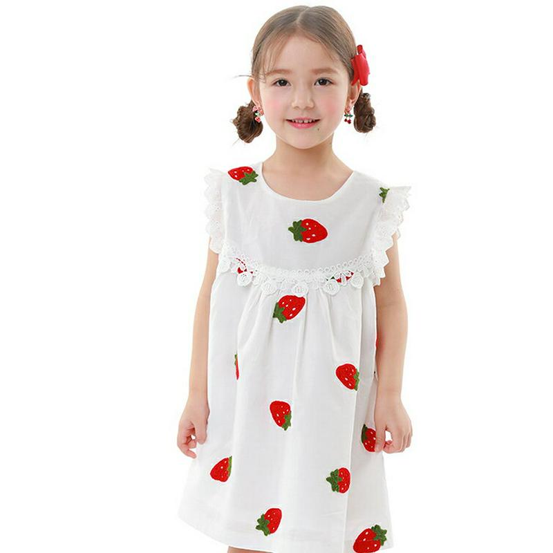 レースラインストロベリーワンピース・p001693 キッズ【3~8才】【ops】【ワンピース ミディ丈 ミディワンピース イチゴ いちご 苺 総柄 フリル レース フリルワンピース 可愛い かわいい 女の子 子供 こども 子供服 こども服】【KIDS】