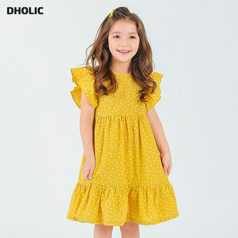 ドットティアードワンピース・p001744 キッズ【3~8才】【ops】【ワンピース ミディ丈 ミディワンピース ドット 柄 ティアード ティアードワンピース キャップスリーブ フリル フリルスリーブ 女の子 子供 こども 子供服 こども服】【KIDS】