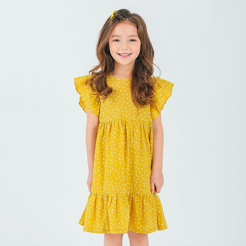 ドットティアードワンピース・p001744 キッズ【3~8才】【ops】【ワンピース ミディ丈 ミディワンピース ドット 柄 ティアード ティアードワンピース キャップスリーブ フリル フリルスリーブ 女の子 子供 こども 子供服 こども服】【KIDS】