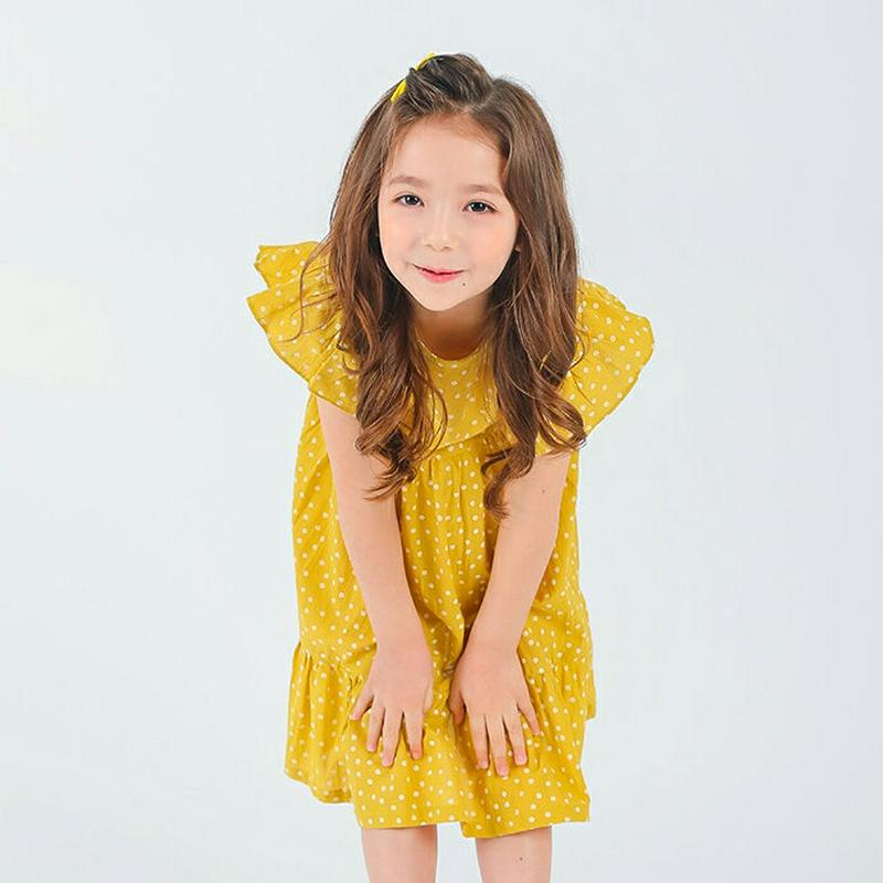 ドットティアードワンピース・p001744 キッズ【3~8才】【ops】【ワンピース ミディ丈 ミディワンピース ドット 柄 ティアード ティアードワンピース キャップスリーブ フリル フリルスリーブ 女の子 子供 こども 子供服 こども服】【KIDS】