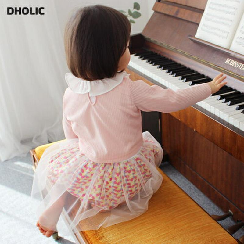 配色カラートップ&パターンワンピースSET・p000649 キッズ【3~8才】【ops】【ワンピース 総柄 チュール レース シ